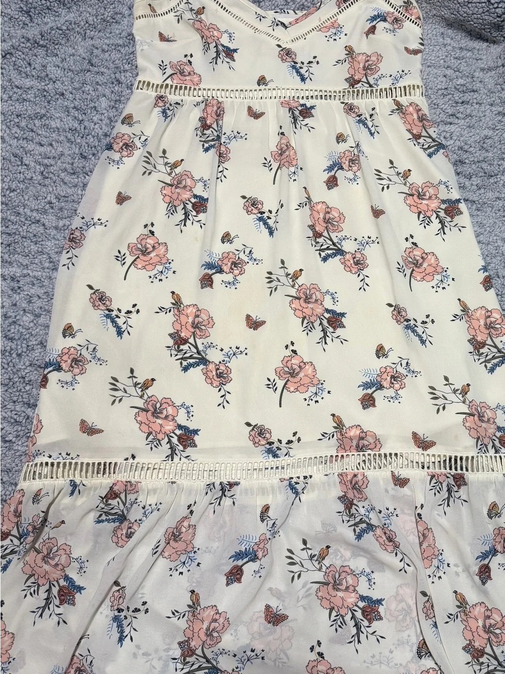 Abercrombie & Fitch Cream Maxi Dress with Pink Floral Print